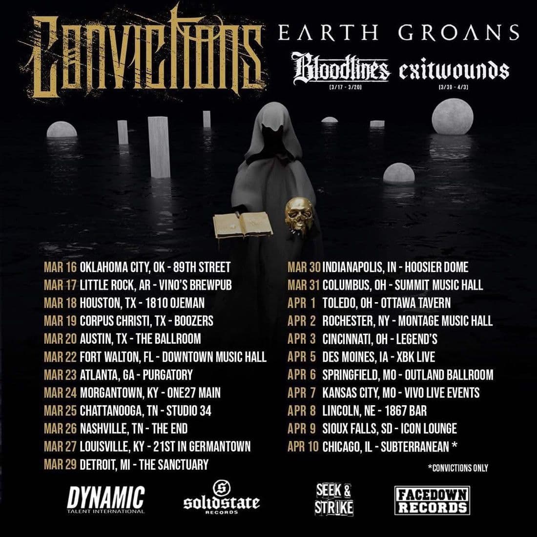 Convictions · Earth Groans · Exitwounds tour poster